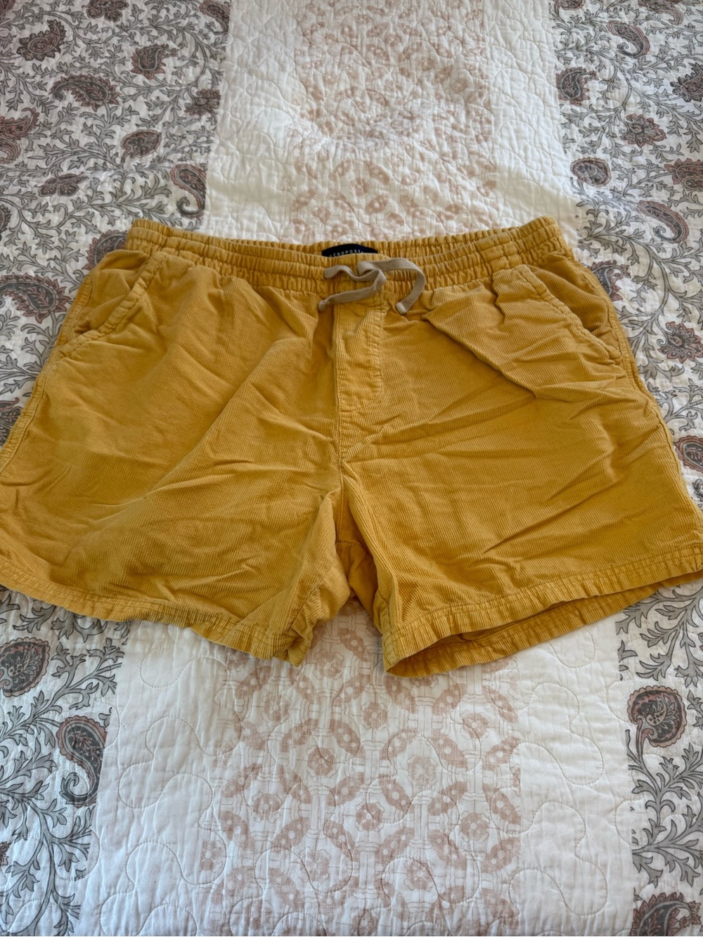 Aeropostale Men's Mustard Corduroy Shorts